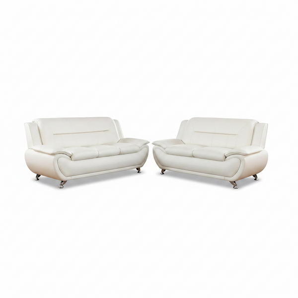 Leather Sofa Set,Leather Sofa Set for Living Room Furniture Sets, Loveseat Sofa with Chair 3-Piece for Living Room/Office/Apartment(White)