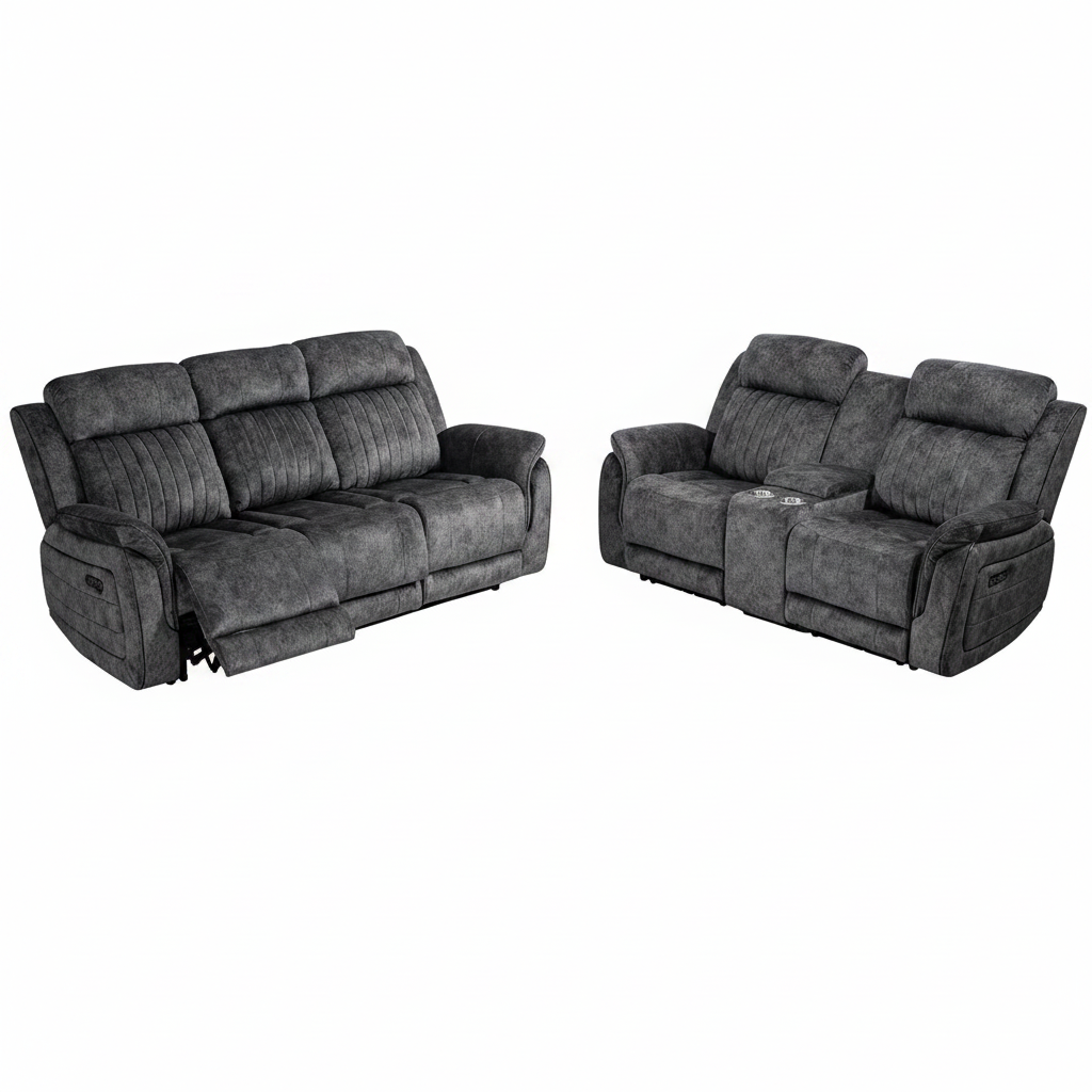 Zero Gravity Reclining Sofa Set, Power Recliner Living Room Set with Adjustable Headrest, Power Reclining Sofa and Loveseat Set with USB Port/Console/Cup Holders for Living Room(Grey)