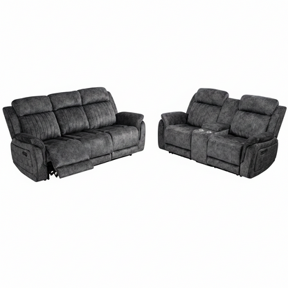 Zero Gravity Reclining Sofa Set, Power Recliner Living Room Set with Adjustable Headrest, Power Reclining Sofa and Loveseat Set with USB Port/Console/Cup Holders for Living Room(Grey)