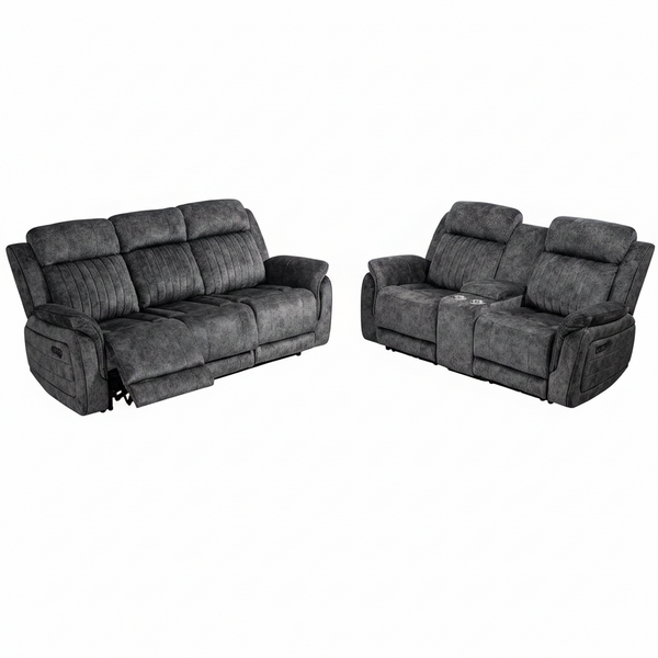 Zero Gravity Reclining Sofa Set, Power Recliner Living Room Set with Adjustable Headrest, Power Reclining Sofa and Loveseat Set with USB Port/Console/Cup Holders for Living Room(Grey)