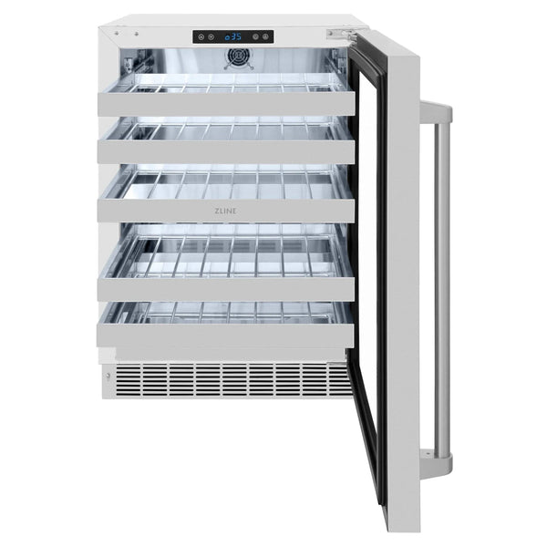 ZLINE 24 in. Touchstone Dual Zone 44 Bottle Wine Cooler With Stainless Steel Glass Door RWDO-GS-24