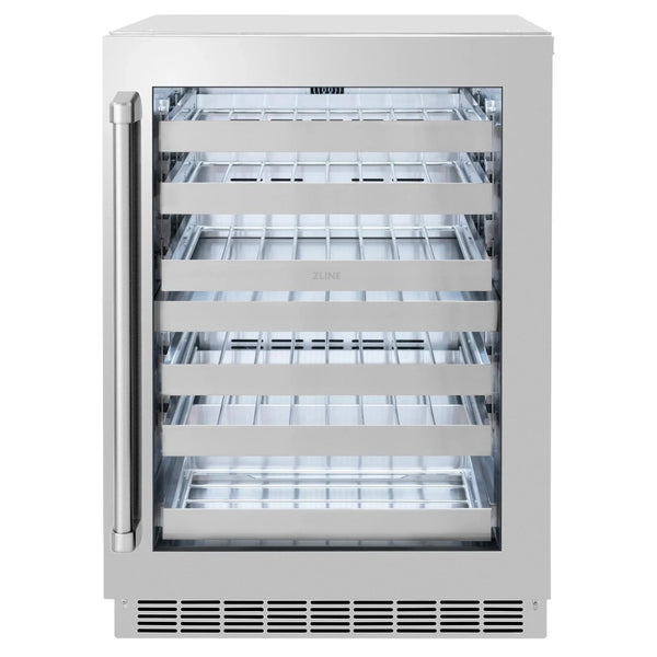 ZLINE 24 in. Touchstone Dual Zone 44 Bottle Wine Cooler With Stainless Steel Glass Door RWDO-GS-24